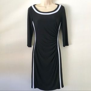 Chaps Black 3/4 Sleeves Sheath Dress XS